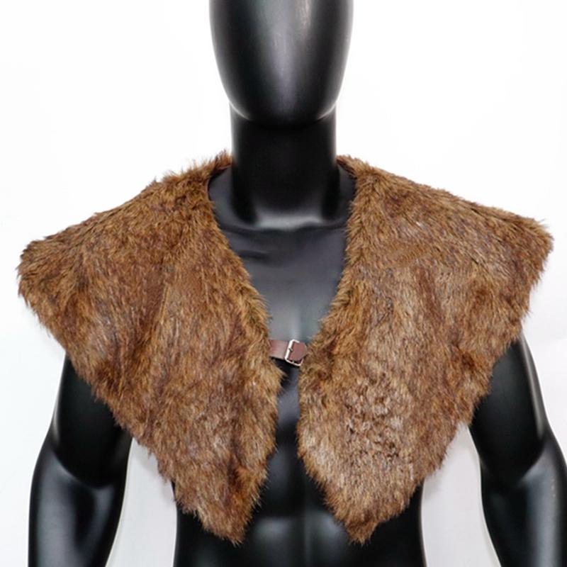 Medieval Faux Fur Collar for Men Women Cape Shoulder Wrap Retro Hunter Pirate Costume Halloween Cosplay Accessory