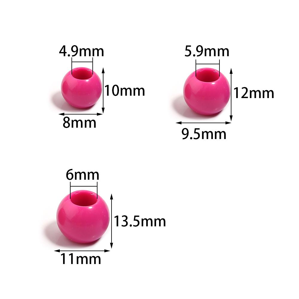 50pcs/lot Acrylic Big Hole Beads Solid Color Round Loose Spacer Beads For Jewelry Making DIY Charm Bracelet Necklace Accessories