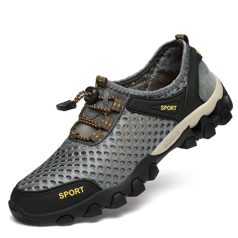 Summer Outdoor Sneakers Men Mesh Canvas Shoes Male Breathable Beach Casual Sneakers Classic Men’s Hiking Shoes Large Size 46
