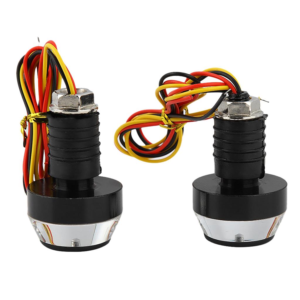 DC12V Motorrad LED Blinker Lampe Griff Bar End Stecker Lenker Licht Weiß Gelb