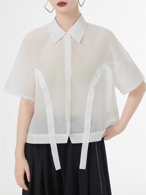 Patchwork-einreihiges, lässiges, modisches Damen-Hemd WLD11608