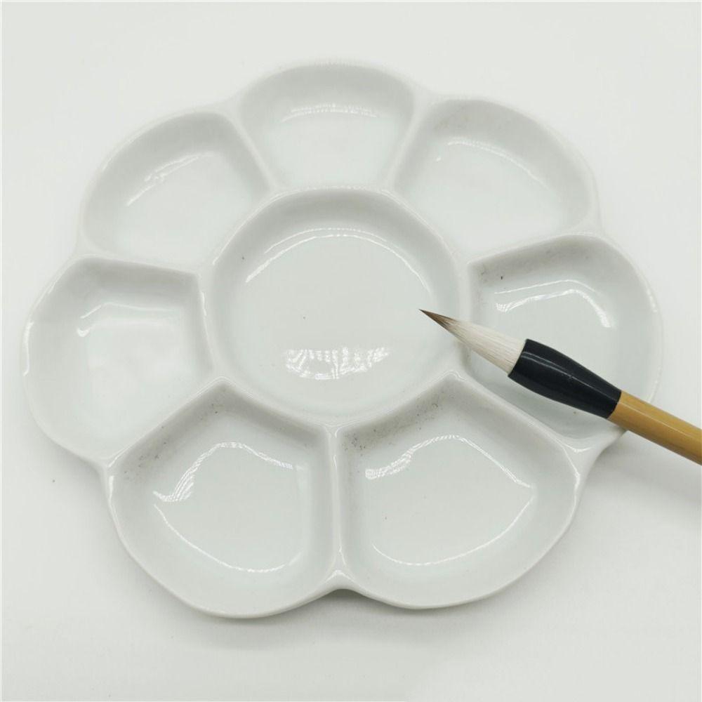 Přenosná keramická paleta na barvy 6/7/8/9 přihrádek Švestkový květový talíř na barvy Míchací podnos na barvy Malování