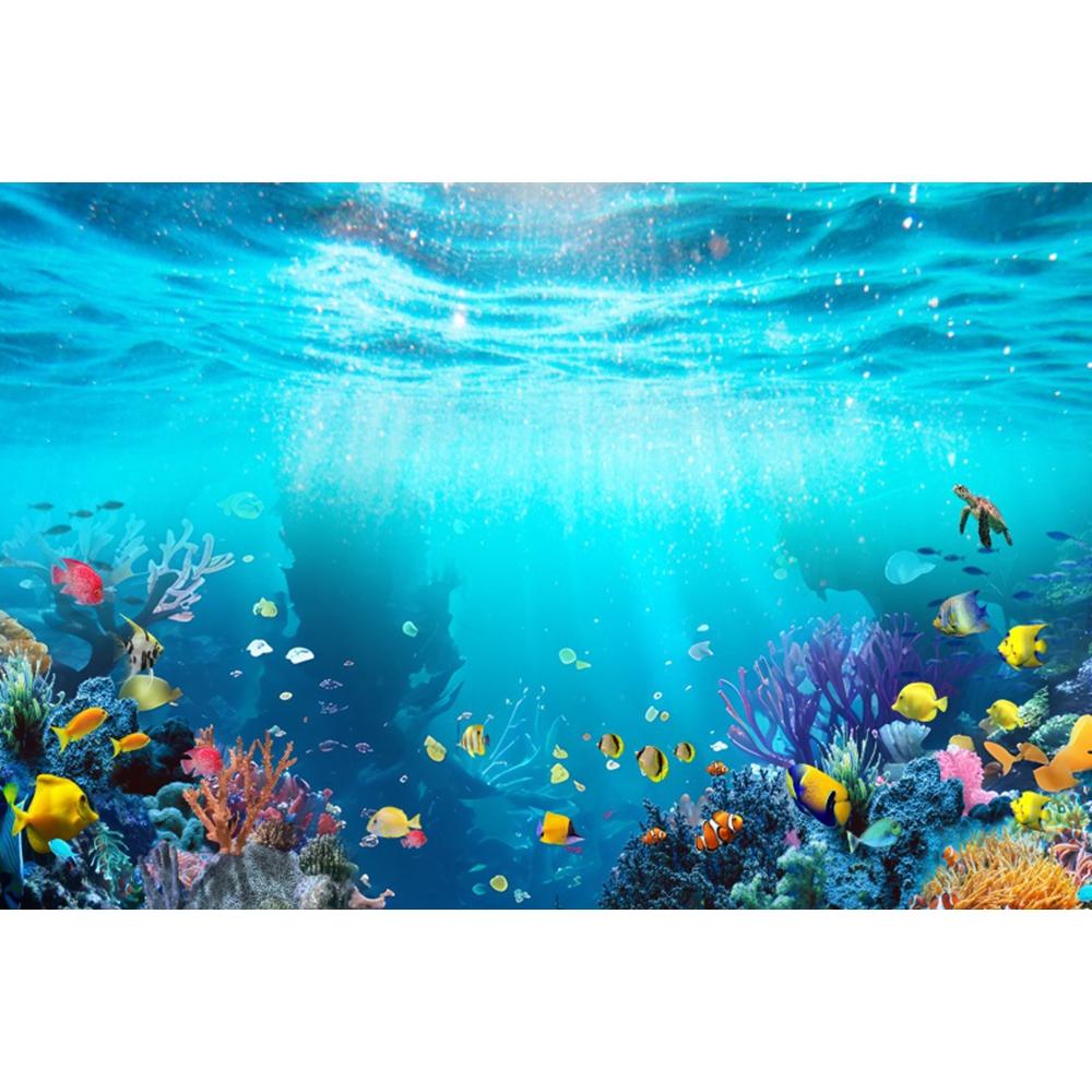 Underwater World Seabed Photography Backdrop Decor Ocean Undersea Fish Coral Baby Birthday Background Photo Studio Props Custom