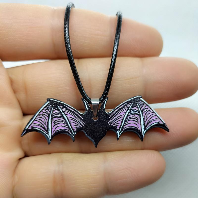 Acrylic Bat Pendant Necklaces for Women Girl Minimalist Rope Chain Choker Halloween Animal Necklace Jewelry Collier