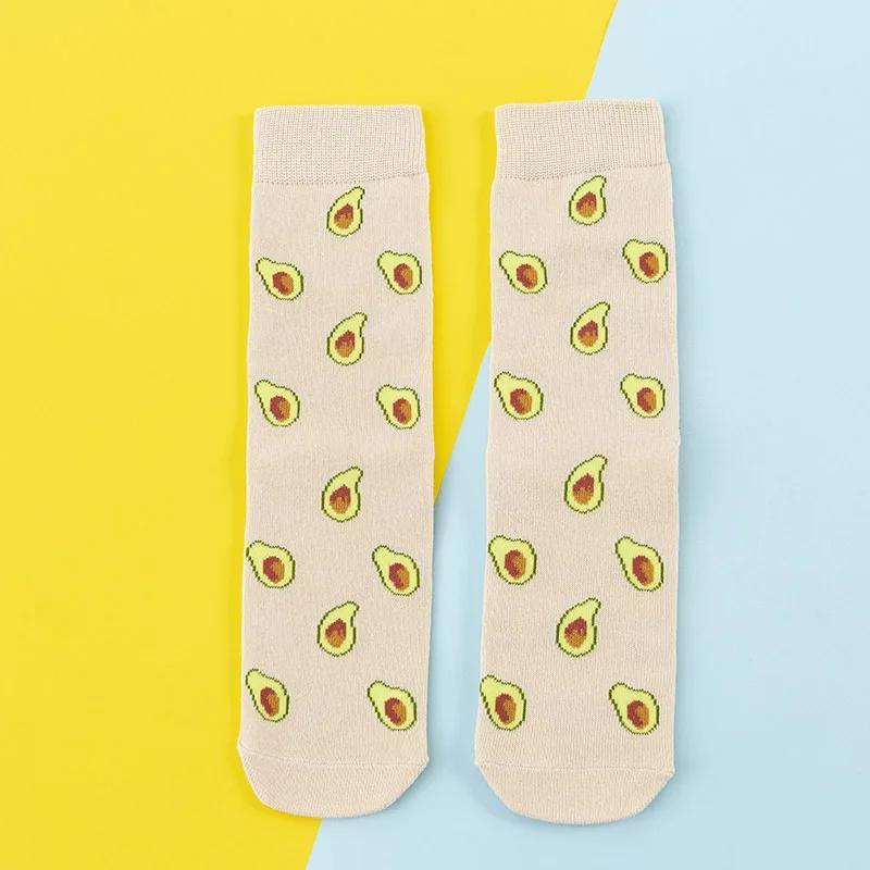 Women Socks Funny Cute Cartoon Fruits Banana Avocado Lemon Egg Cookie Donuts Food Happy Japanese Harajuku skateboard Socks