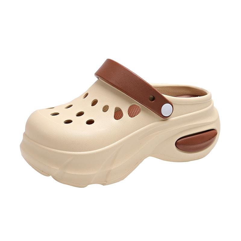 

Туфли с толстыми подошвами и отверстиями для увеличения высоты, женская верхняя одежда, офисные нескользящие тапочки для сумок, двухцветные дышащие пляжные сандалии 39/40 хаки