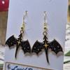 New Gothic Fantasy Dragon Black Bat Wing Celestial Star Dangle Earrings Necklace Set for Women Halloween Witch Punk Jewelry Sets