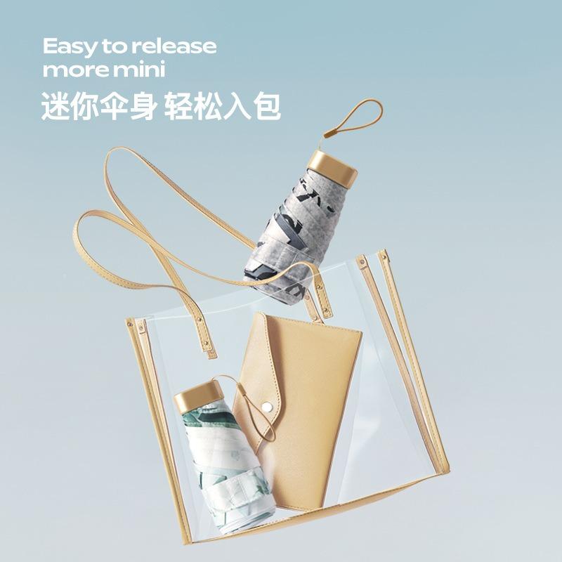 New flat 50% off vinyl pocket women's sunscreen umbrella, small fresh 50% off sun and rain