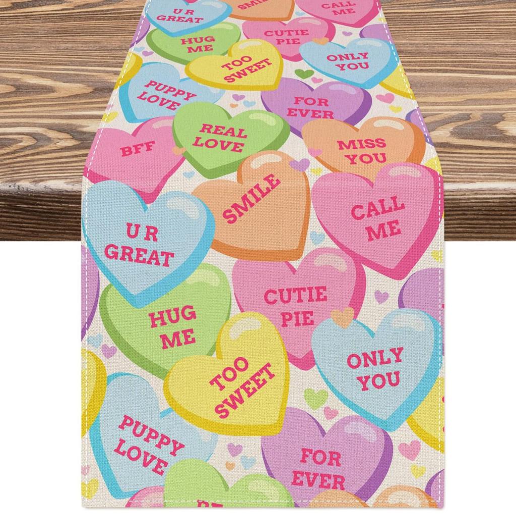 Valentine'S Day Table Flag Red Love Plaid Home Holiday Decoration Table Flag Tablecloth