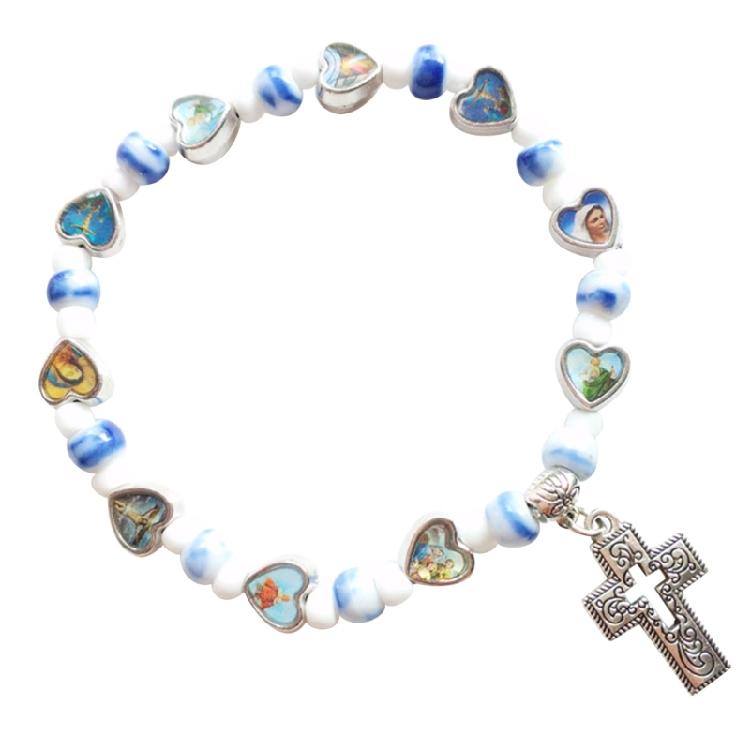 

Yoga Jewelry Elastic Cross Pendant Bracelets Perfect Gift for Men Women Girls синий