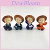 4pcs Cute Straw Hat Little Monk Mini Ornament Set For Desk Decor And Collectors