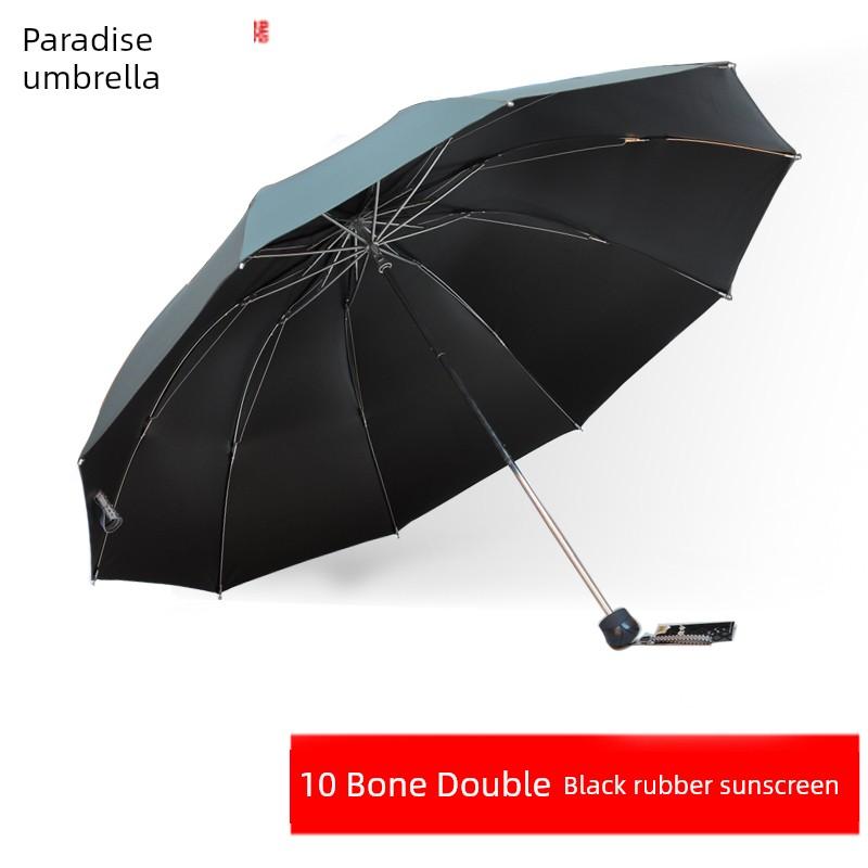 Paradise Umbrella Sun Protection Folding Umbrella Oversized Umbrella Three-Person Sun Umbrella Men and Women Double Black Glue Sun Umbrella UV