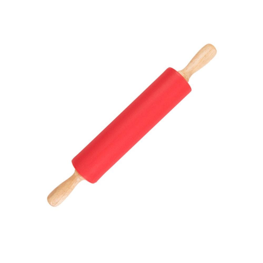 New Non-Stick Silicone Rolling Pin Wooden Handle Round Pastry Dough Roller Multicolor Flour Roller