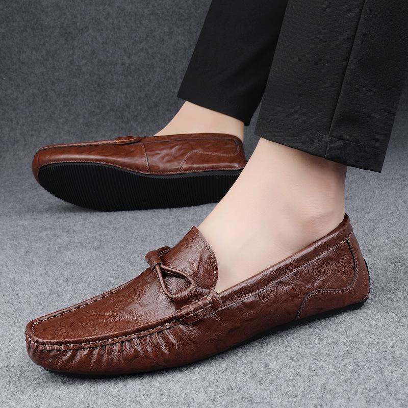 Fashion Cowhide Breathable Men's Casual Leather Shoes Soft Soled Men's Driving Shoes Loafers
