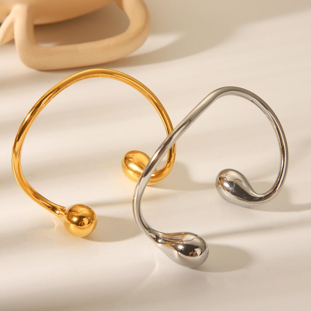 Stainless Steel Asymmetrical Open Bangle, Trendy Titanium Steel Bracelet, Versatile Hand Jewelry