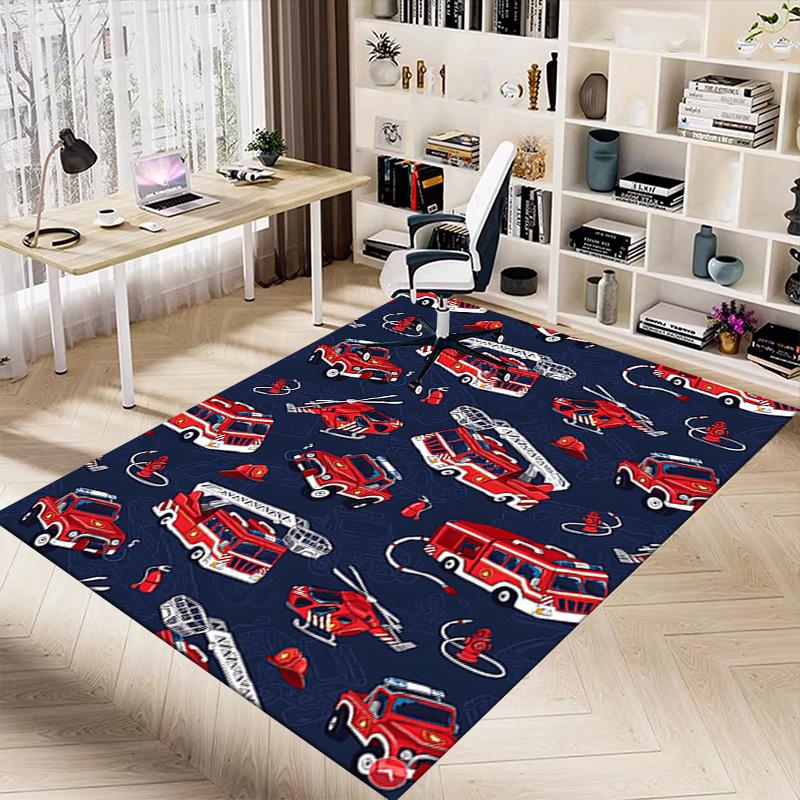 1PC firetruck firehelicopter Extra Large Non Slip Floor carpet, Office, family, bedroom, Studio Large Area Rug Indoor Rugs, Vibrant Colors