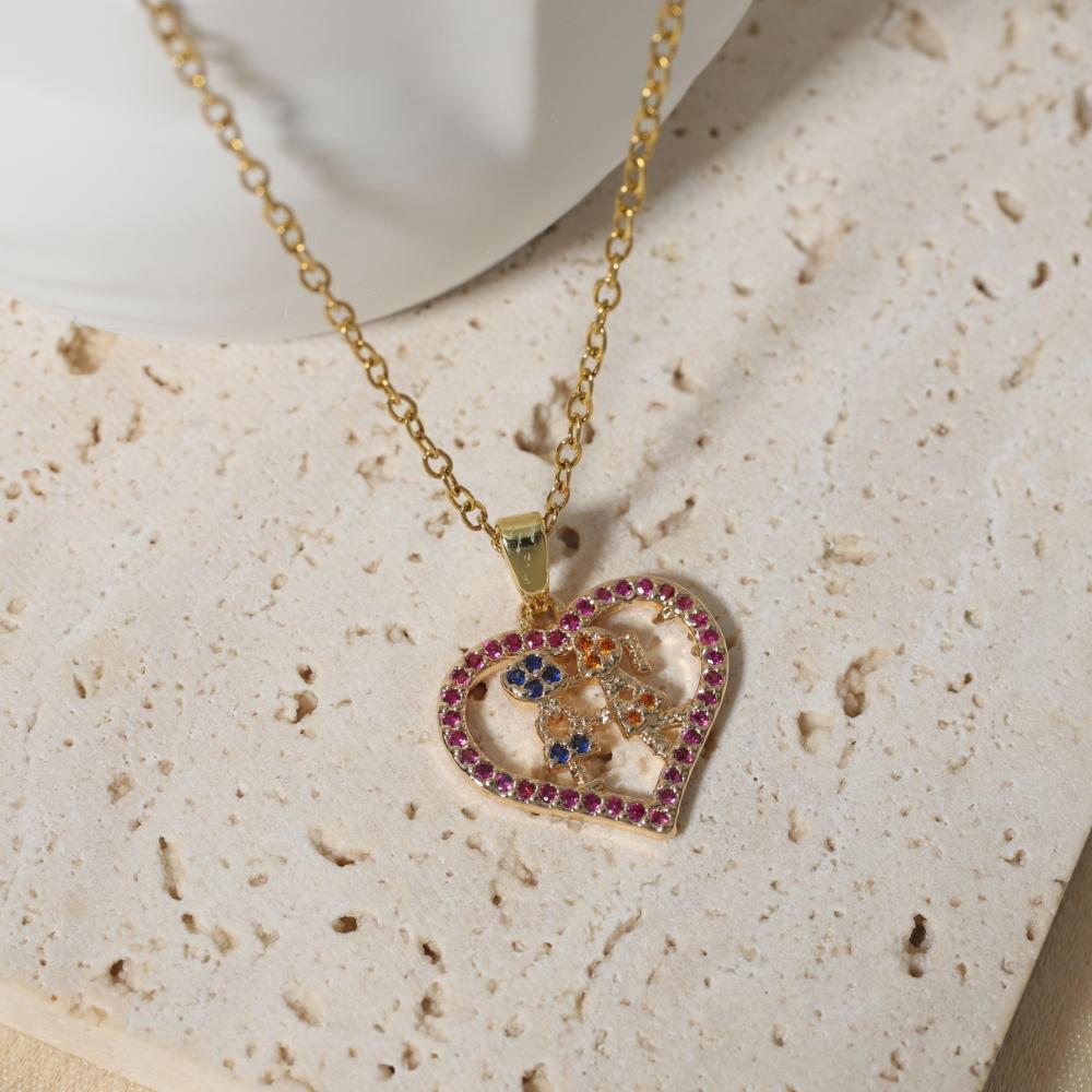 

Simple Heart Shape Pendant Necklaces for Women Zirconia Necklace Wedding Party Jewelry Accessories золотий