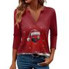 Women's Casual Fashionable Sexy Comfortable V-Neck Christmas Three-Quarter Sleeve Top