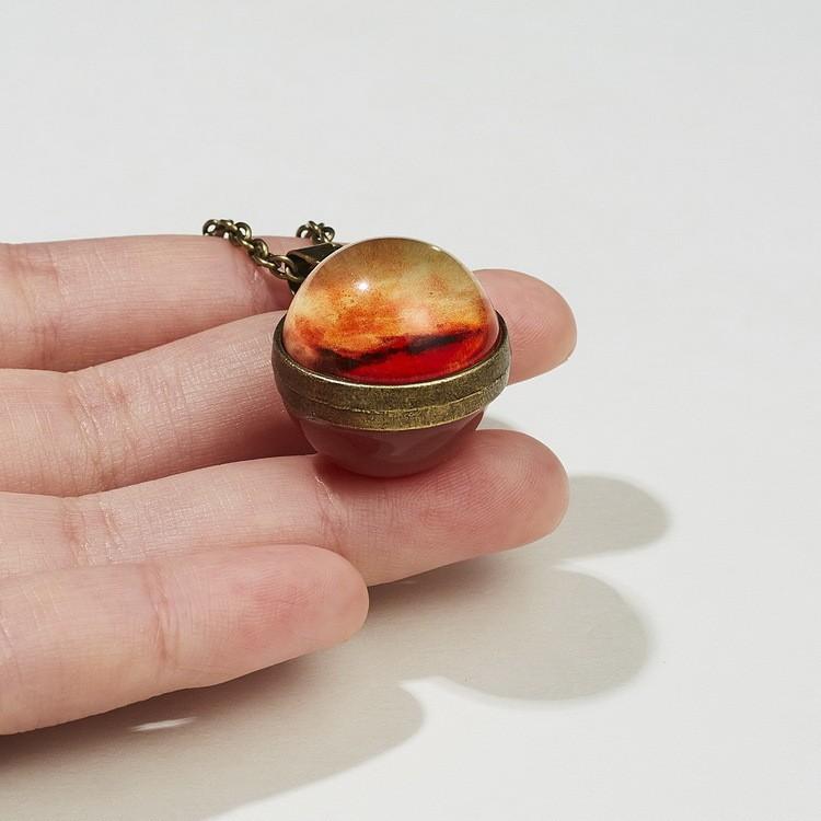 Starry Galaxy Pendant Necklace With Glowinthedark Doublesided Glass For Men And Women