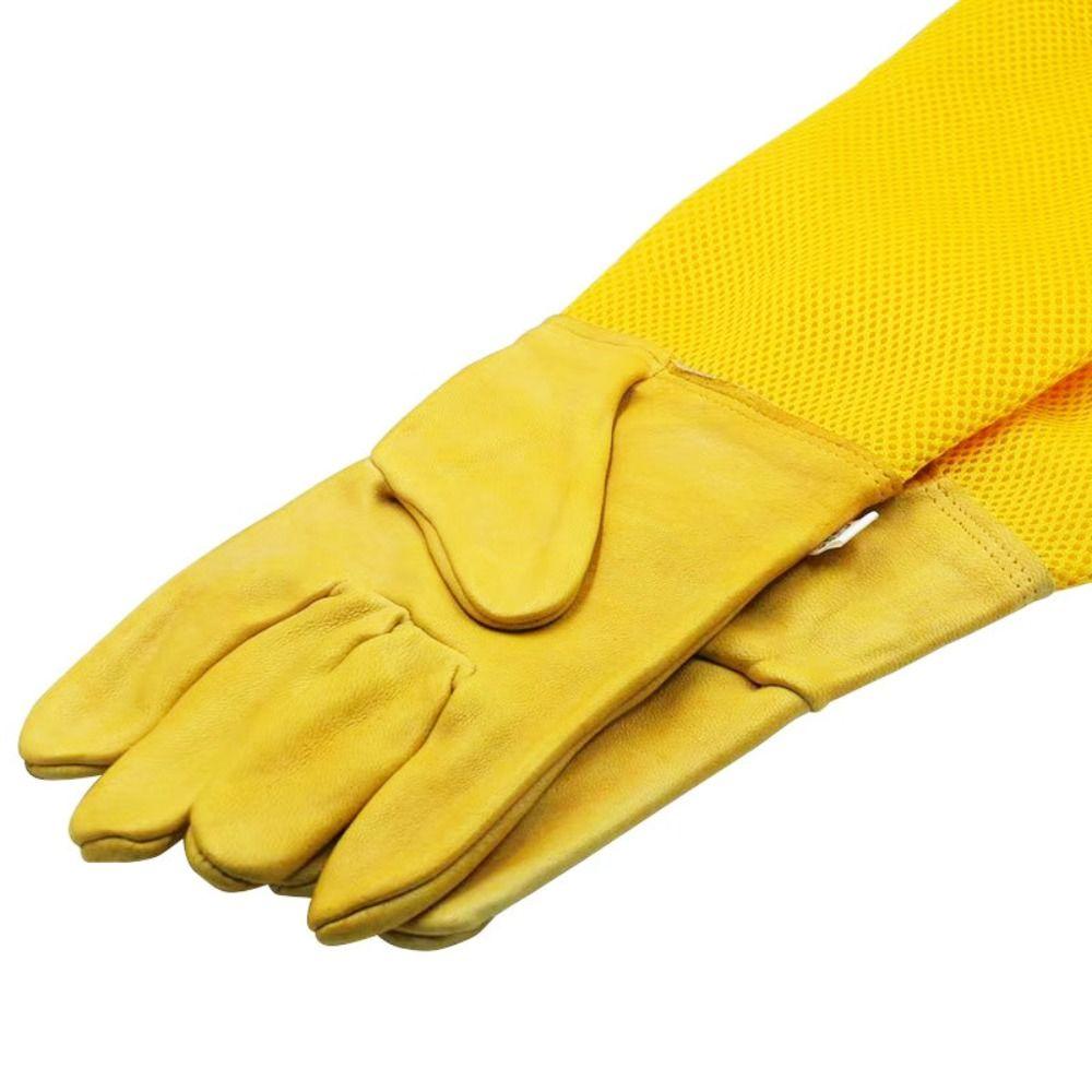 Atmungsaktive Netz-Bienenstockhandschuhe Leder Belüftete Handschuhe Langärmelige Handschuhe Professionelle Anwendung