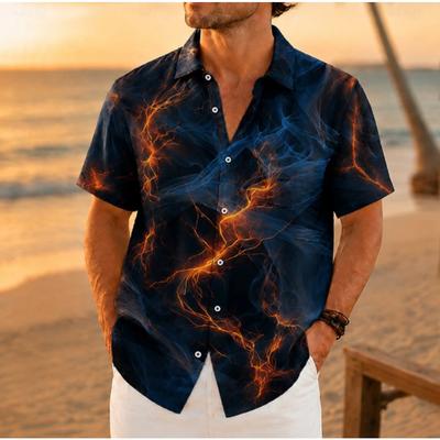 Men's Lightning  3D Print Shirt Button Up Shirt Casual Shirt Summer Shirt Short Sleeve Daily Vacation Clothing
