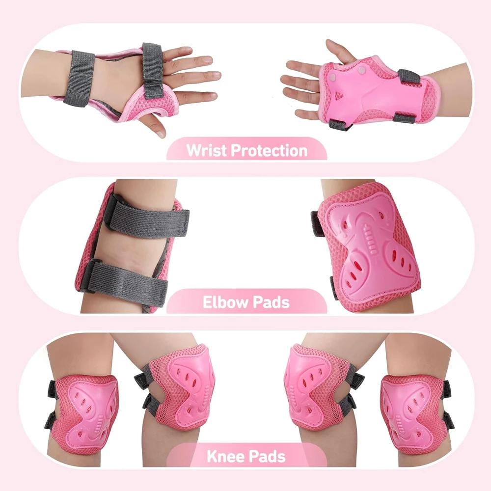 6Pcs Kids Knee Elbow Pads Protective Gear For 3-10 Years Roller Skates Cycling Bike Skateboard Scooter Sports