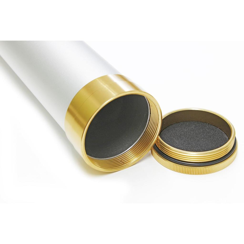 AXISCO Aluminum Fly Fishing Rod Case - Durable 53mm Diameter Hard Tube, 470mm Length, Premium Gold Anodized Metal Caps
