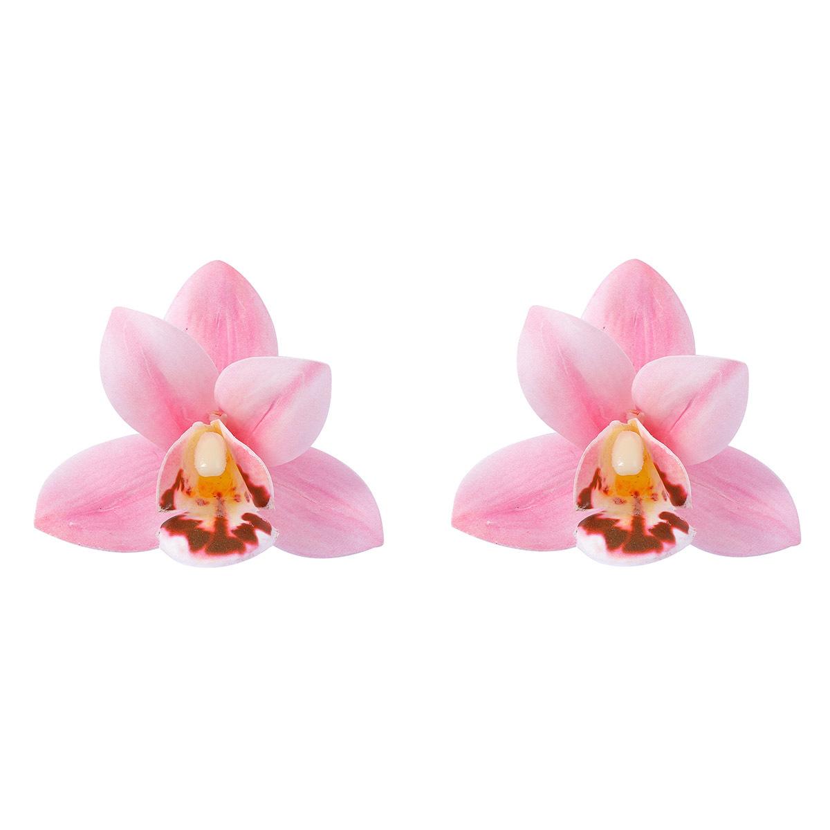 

Fashion Metal Phalaenopsis Orchid Flower Stud Earrings ZAA New Minimalist Charm Earrings Women s Everyday Zircon Accessories розовый