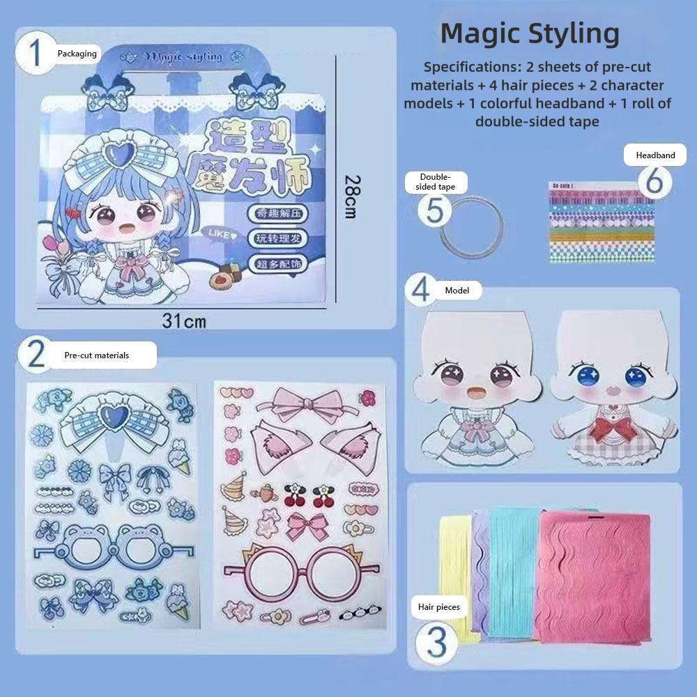 Stacking and Pasting 3D Hairdressing Sticker Paper Cuttings Game Stickers For Kids Adults