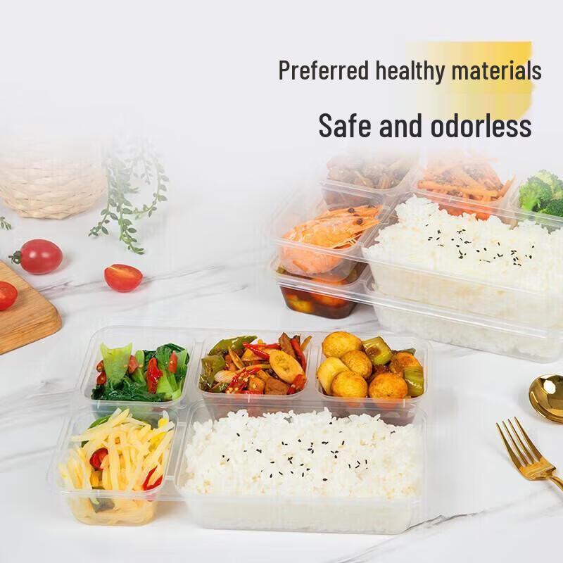 JingJingRS 5-Compartment Disposable Microwavable Lunch Boxes