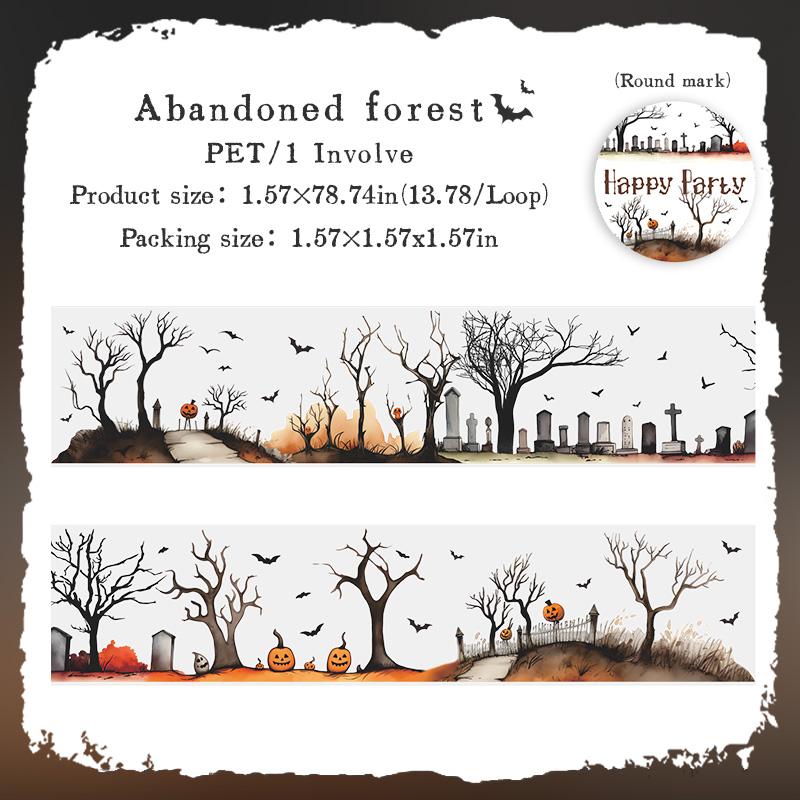 2m/roll Retro Halloween Party PET Stickers Creative Handbook Collage Decoration DIY Scrapbook Material Masking Tape