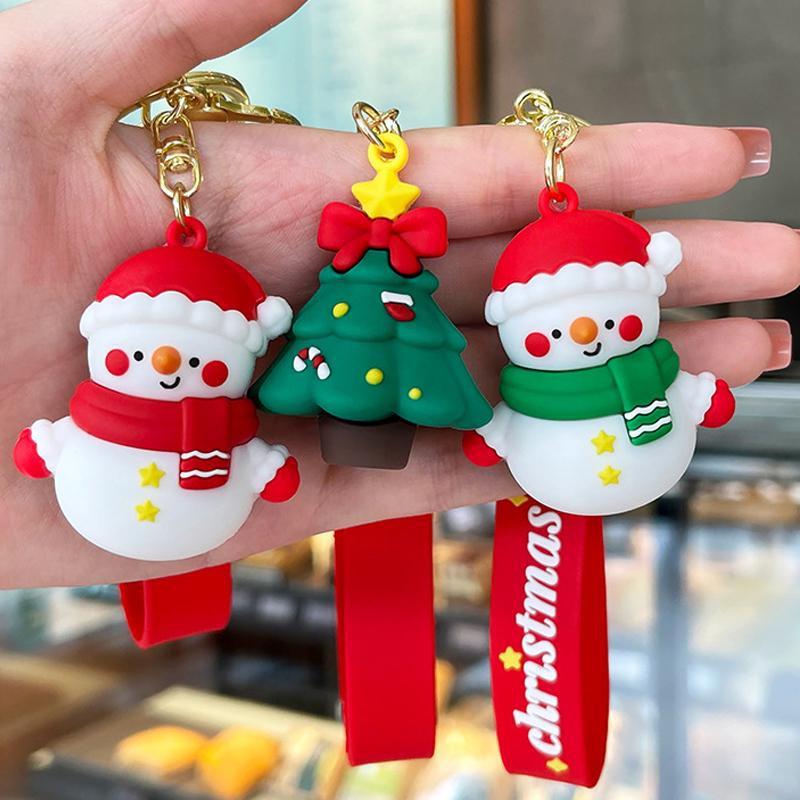 1 Pcs Santa Keychain Cartoon Claus Key Fob Cute Xmas Tree Keyring for Christmas Decoration Phone Backpack Purse Gift.