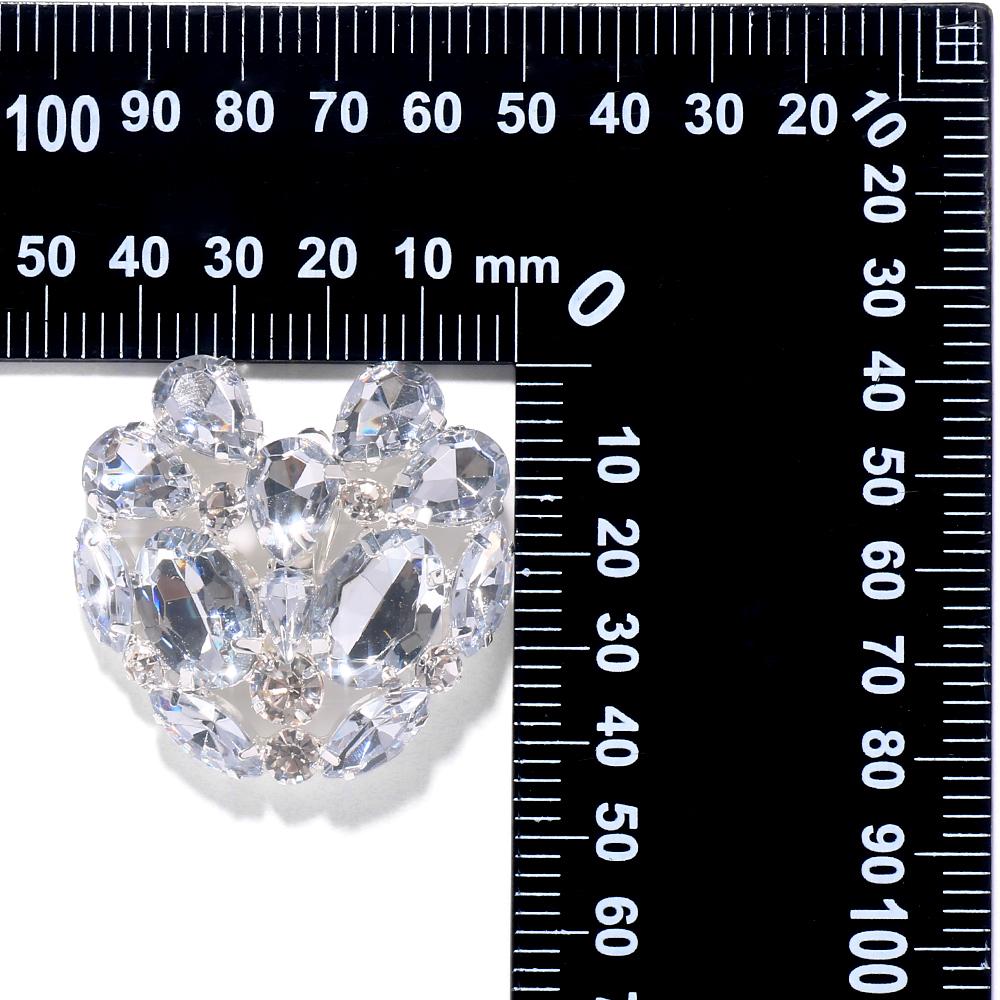 Stonefans Luxus Strass Herz Ohrklemmen Ohrringe für Damen Ohne Piercing Zubehör Kristall Ohrring-Clips Großer Schmuck