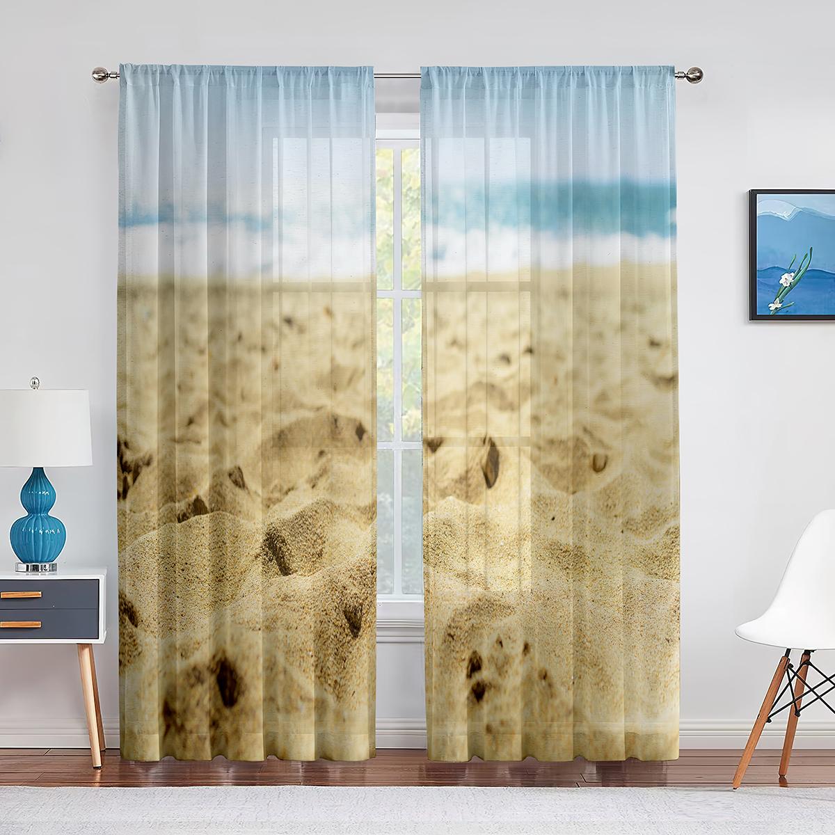 Океан Морской пейзаж Пляж Летний отдых Тема Тюль Шторы для гостиной Спальня Украшения — фото 4