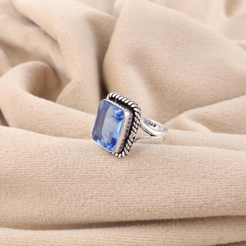 Tanzanite Gemstone Silver Partywear Ring 925 Sterling Silver Handcrafted Jewelry For Valentine's Day Gift RR-71-10