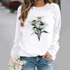 Casual Retro Long Sleeve Sweatshirt 3D Digital Print Round Neck Women's Fashion Polyester Fiber Full Length Cotton Blend