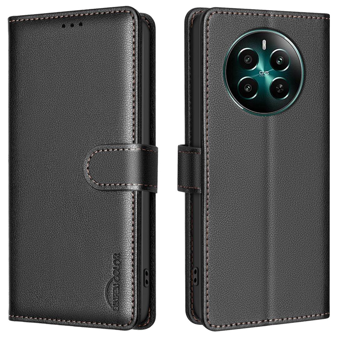 

BINFEN COLOR BF32 For Realme 12 4G/12+ 5G Cell Phone Case Litchi Texture RFID Blocking Leather Phone Cover A
