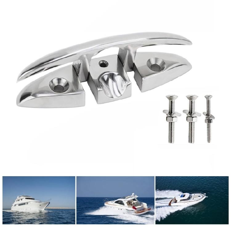 Pack of 1 Easy Install bending Marine Cleat 316 Stainless Steel Polished Finish for Various Boat Applications