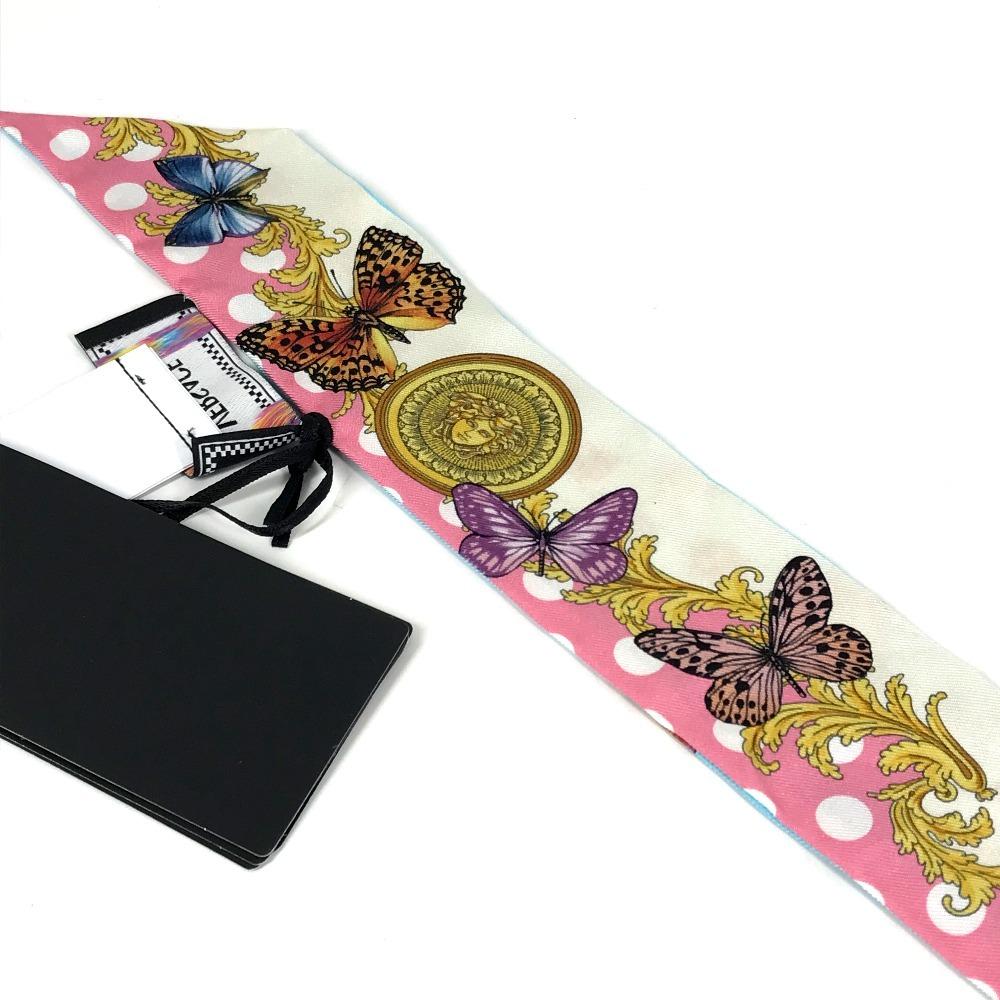Versace Dua Lipa Butterfly Logo Ladybug BandeauScarf Scarf Silk Multicolore