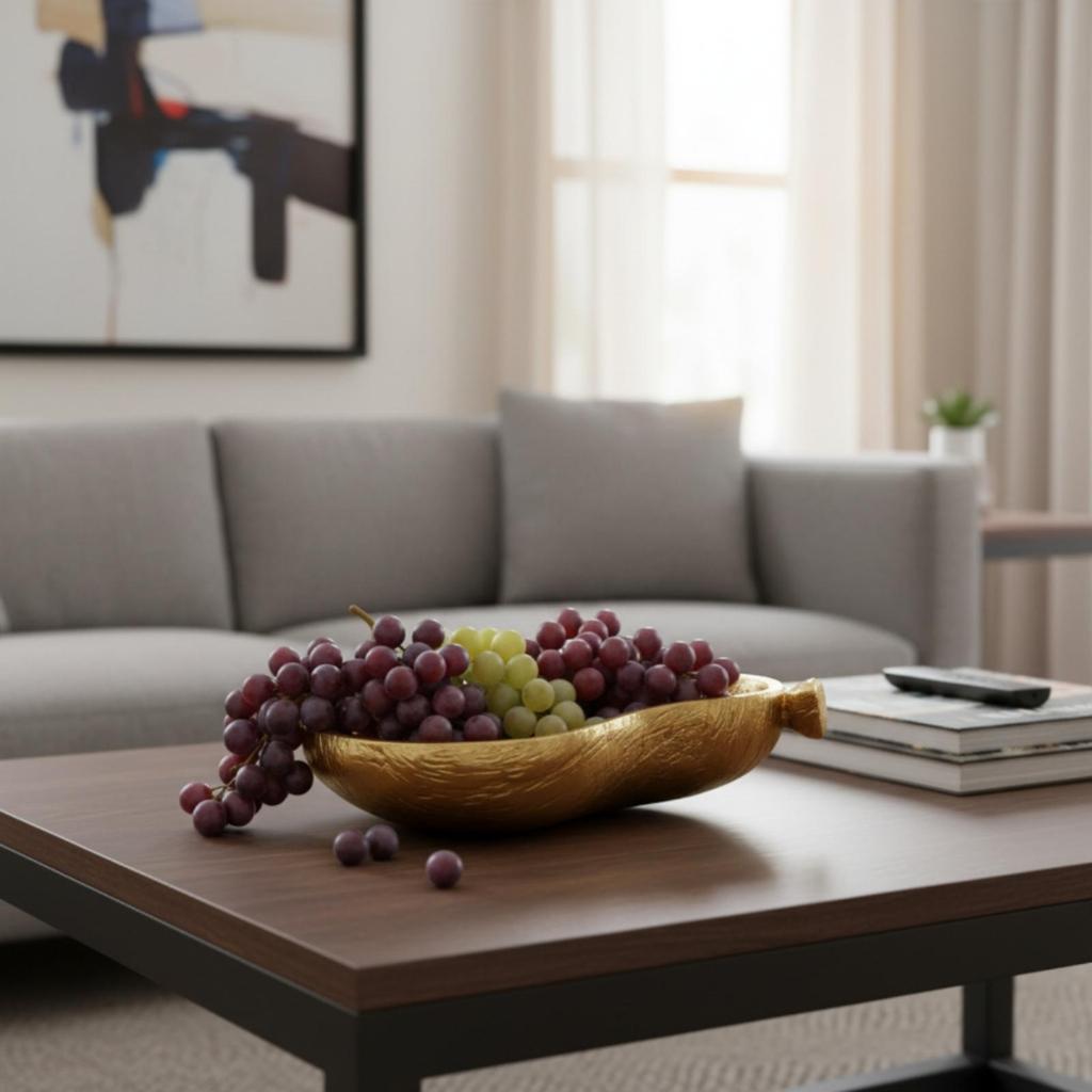 Banana Tray Gilded Shaped Textured for Coffee Table, Entryway, Living Room