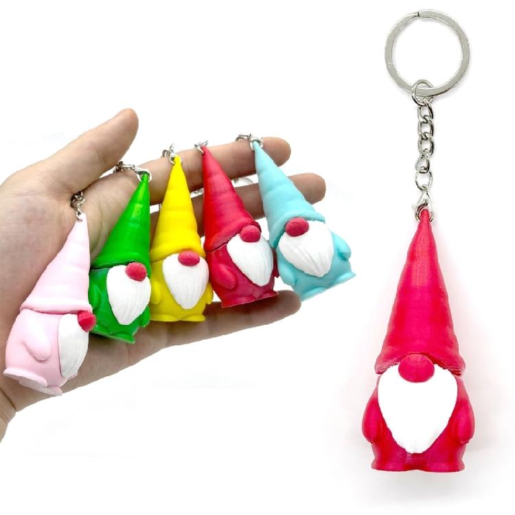 Christmas Keychain PLA Dwarf Ornament Gnome Figurine Pendant Keyring Accessory Festival Key Holder Decoration