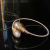 Cross-Border Exclusive Freshwater Pearl Copper Alloy Hand-Inlaid Simple Bangle