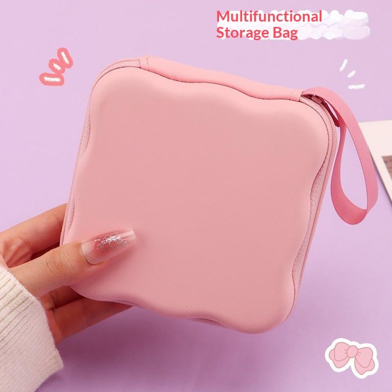 Charger Lid Storage Bag Fashion 3D Heart Design Drop-resistant Protective Case Lightweight Organizer for Office School Travel