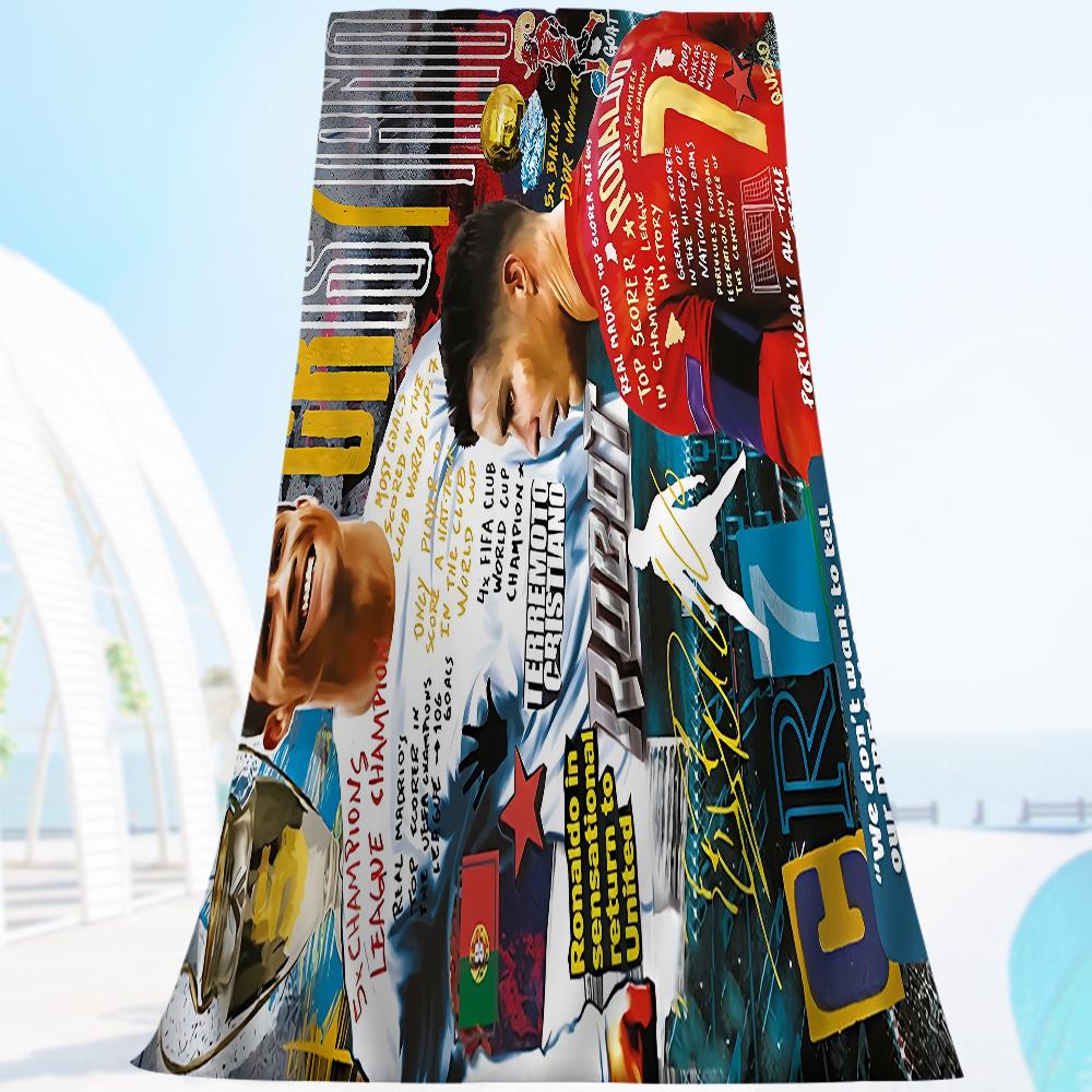 C-Cristiano R-Ronaldo CR7 Toalla de Baño Microfibra Suave Absorbente de Agua Transpirable Para Niña Niños Decorativa Dibujos Animados Toalla de Playa
