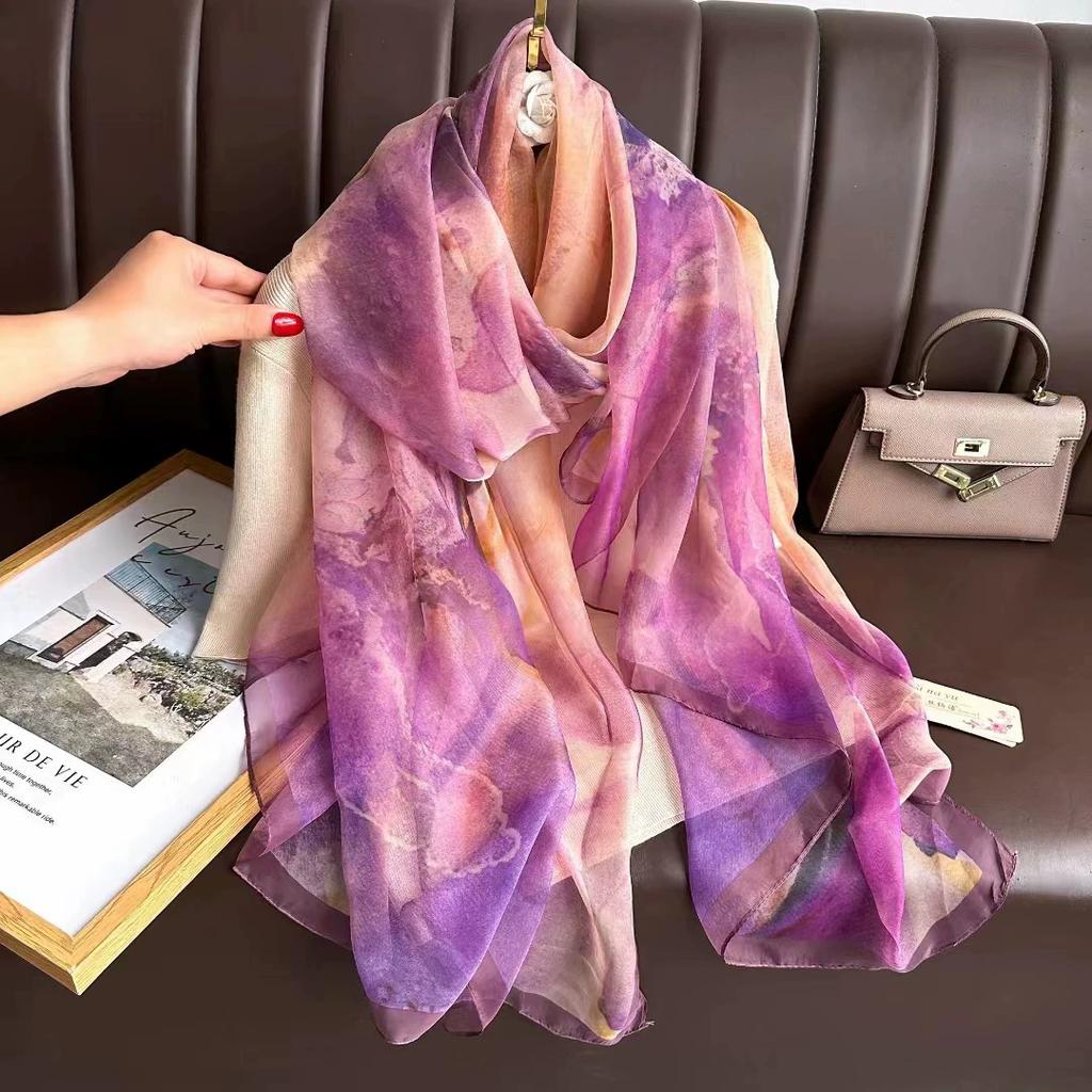Luxury Beach Stoles Sunscreen Wraps Shawls Silk Scarf Spring Foulard Female Hijab Scarves Wraps For Women Hijab Headband Bandana
