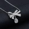 Gica Gema 100% 925 Sterling Silver Pear Cut 7*10 MM AAAAA Zircons Gemstone Cocktail Bowknot Pendent Necklace For Women Fine Jewelry