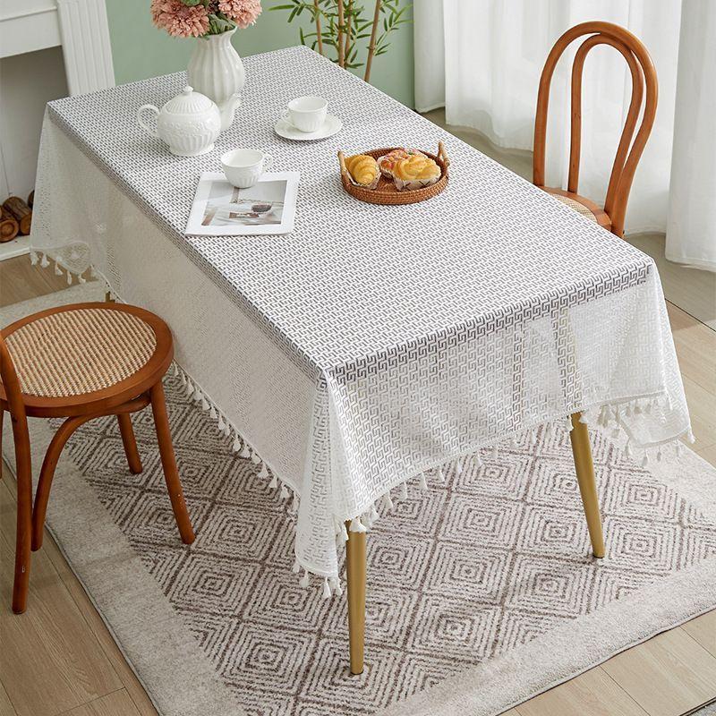 

Retro Style Tablecloth High-end Table Mat Rectangular Dining Table Cloth Knitted Atmosphere Decoration Anti Slip 140*100cm