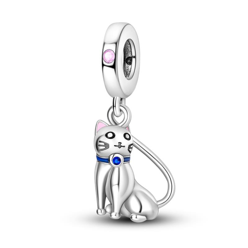 Compatible With Pan Authentic Original Bracelets Cute Pet Kitten Puppy Sheep Cute Colored Zircon Bead Components Do It Yourself High Quality Fine