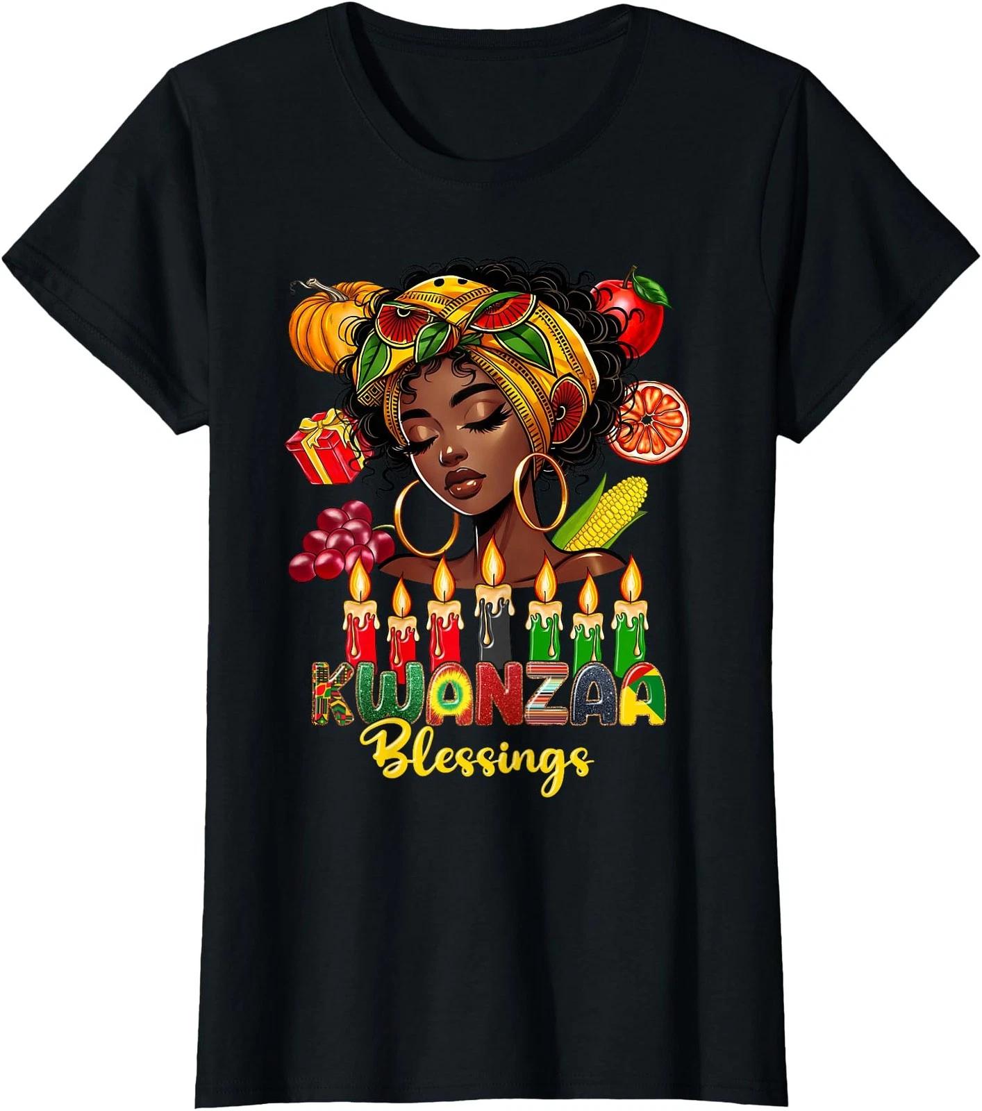 

Kwanzaa Благословения Афроамериканский Праздник Женская футболка с круглым вырезом 3XL