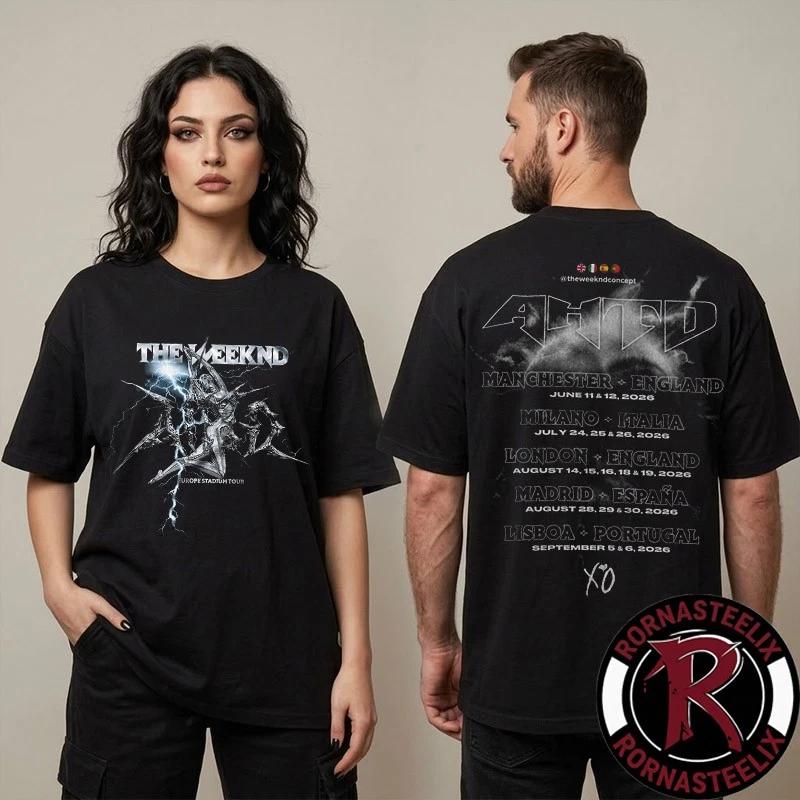 The Weeknd Europe Stadium Tour 2026 After Hours Til Dawn Schedule Tour Shirt XL